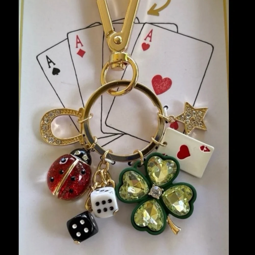 TRUE TO FORM Lucky Lady Dice Ladybug 4 Leaf Clover Ace Horseshoe Bag Charm NWT